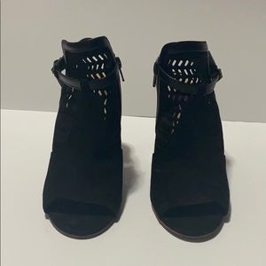 Black open toe booties